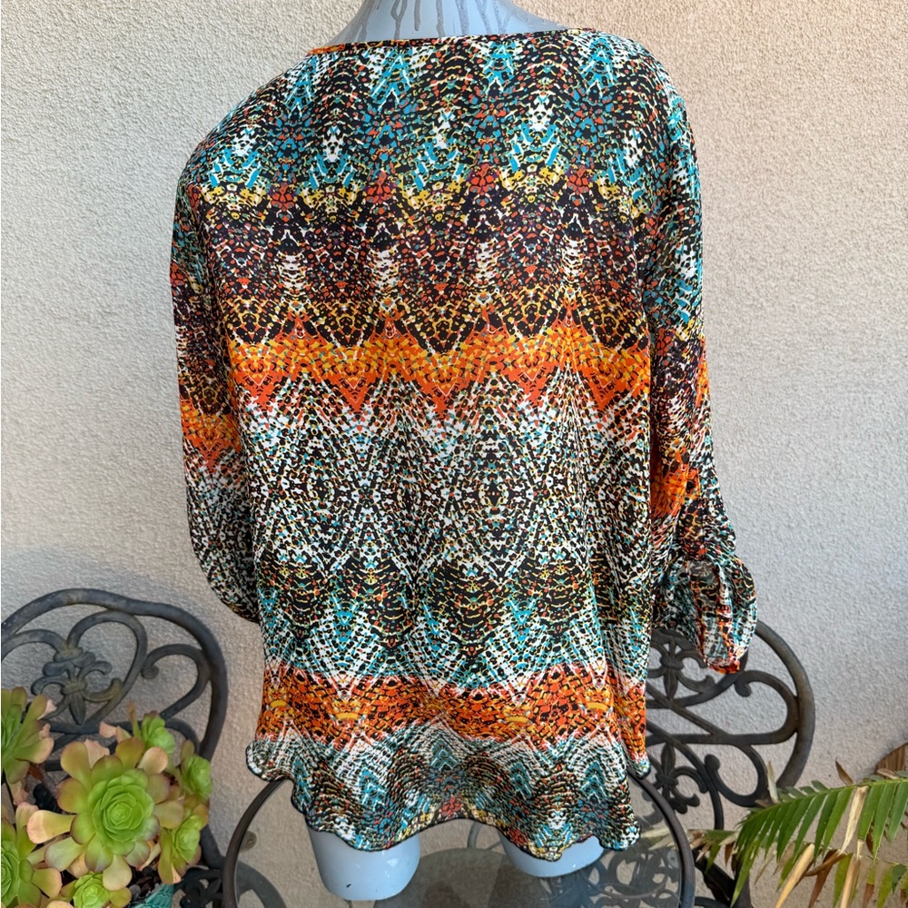 3/$45 Shear Ladies Colorful Patterned Blouse - Picture 2 of 6